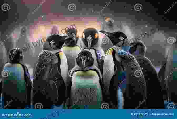 A Colony Of Penguins Huddled Together Amidst The Snowy Landscape One Day One Night: Portraits Of The South Pole