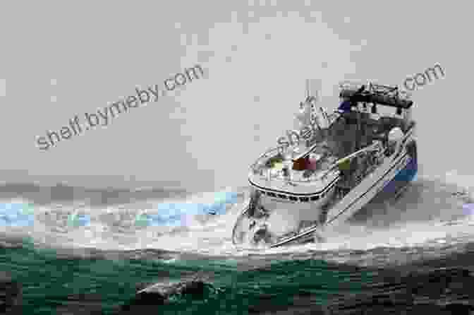 A Deep Sea Trawler Braving A Stormy Sea, With Waves Crashing Against Its Hull. Rough Seas: The Life Of A Deep Sea Trawlerman