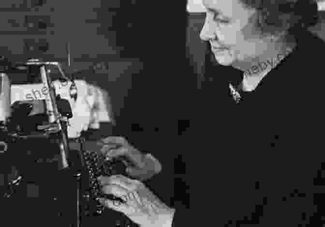 Helen Keller, Sitting At A Desk, Types On A Typewriter Using Her Left Hand. My Story Helen Keller