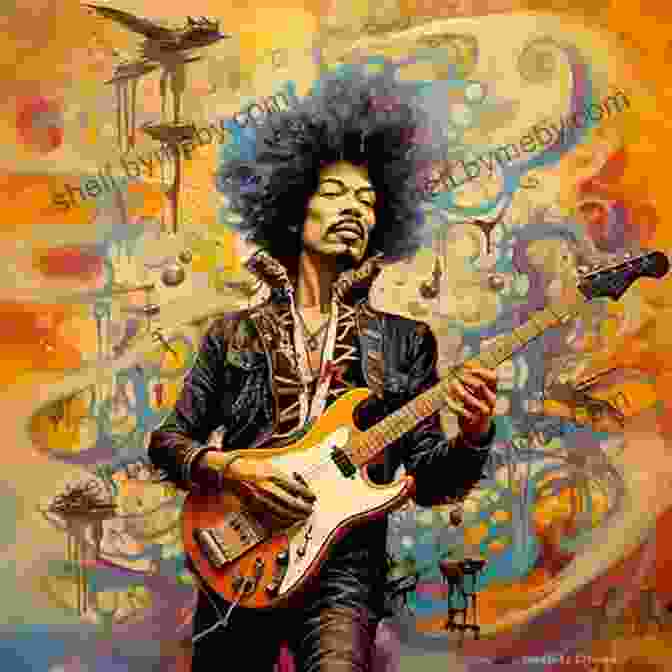 Surrealist Painting Of Jimi Hendrix Playing Guitar Rock Bands In Painting: Amazing Art Collection Of 500 Paintings And Drawings Of Rock Bands And Rock Stars Artworks (folk Blues Rock Hard Rock Progressive Rock Metal)