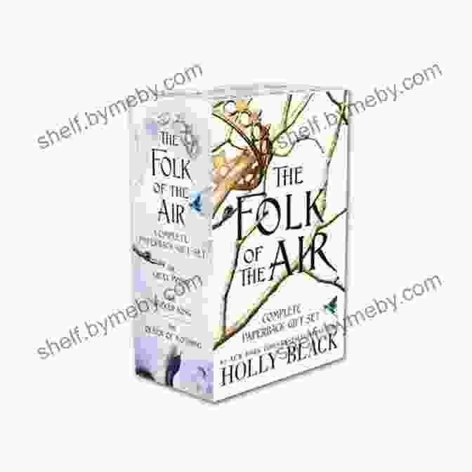 The Folk Of The Air Complete Gift Set Displayed On A Shelf With A Backdrop Of Glowing Fairy Lights. The Folk Of The Air Complete Gift Set